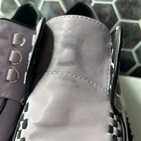 DEMONIA Creepers Women Size 10 3” Platform Goth Shoes Purple *BLEMISHES NO LACES - Picture 3 of 11